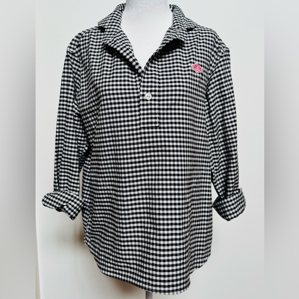 Danton Gingham Checked Black and White Blouse Size 36 Medium